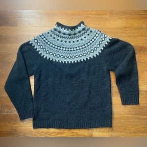 Vintage Eddie Bauer 100% Lambs Wool Mock Neck Sweater Size Large Tall